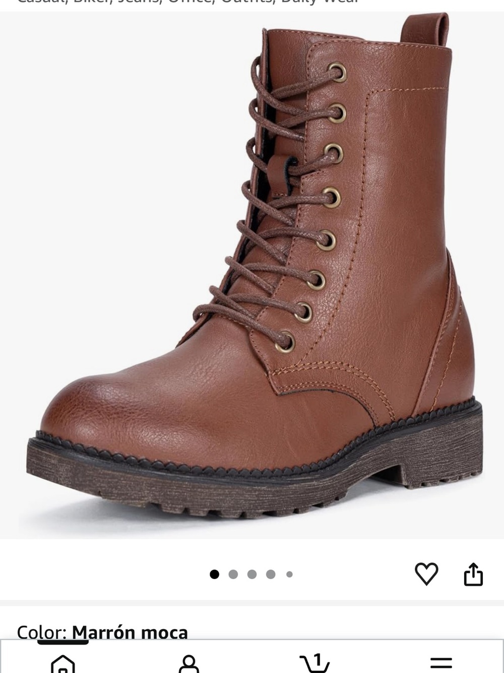 Amazon Essentials Brown Lace-Up Combat Boot